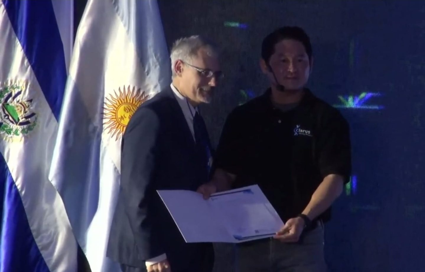 Han Kim with Argentine Ambassador Sergio Luis Laciuk, April 2024, Hilton Hotel San Salvador